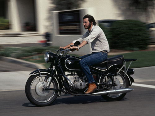Apple CEO Steve Jobs riding a 1966 R60/2