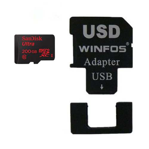 SanDisk Ultra 200GB MicroSDXC + Winfos USD
