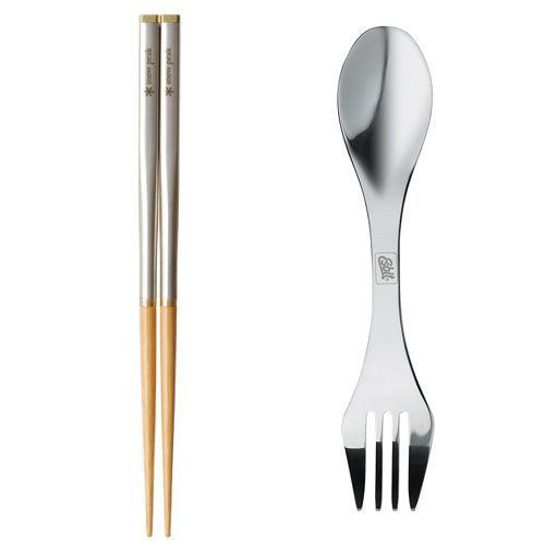 Snow Peak Carry On Chopsticks & Esbit Stainless Steel Cutlery 2 in 1