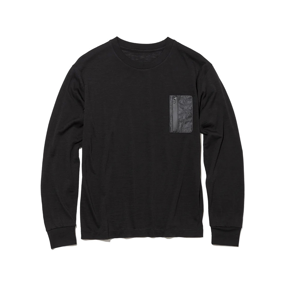 NEXTRAVELER TOOLS Black Pocket with Merino Wool Long Sleeve T-Shirt 2.0